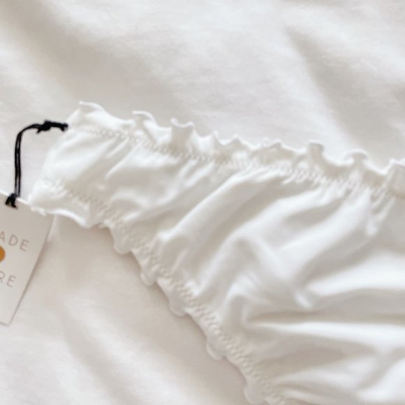 Shade & Shore NWT white Ruffle Cheeky Bikini Bottom large bathing suit swim - Picture 8 of 13